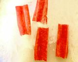 簡単 格子柄 のり かにかま 弁当作り方2写真