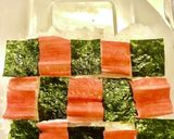 簡単 格子柄 のり かにかま 弁当作り方4写真