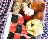 簡単 格子柄 のり かにかま 弁当作り方5写真