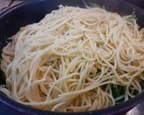 水菜溢れる梅とワカメのパスタ作り方7写真