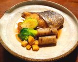野菜で甘い魚の煮つけ 芽キャベツ発酵玉葱作り方6写真