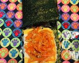 牛小間玉子にんじんれん草で折り畳みキンパ作り方6写真