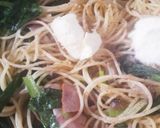 コク旨♪小松菜とベーコンのバター醤油スパ作り方12写真