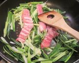 葉ニンニクと豚肉の炒め作り方5写真