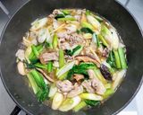 豚こま肉に小松菜とザーサイのあんかけ炒飯作り方7写真