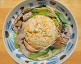 豚こま肉に小松菜とザーサイのあんかけ炒飯作り方8写真