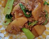ミンチ肉で大根とチンゲン菜のあんかけ♪作り方8写真