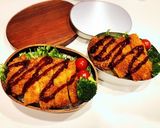 のっけ弁当(兄弟部活弁当)豚カツ作り方1写真