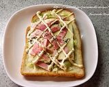 キャベツとベーコンのチーズマヨトースト作り方2写真
