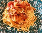 味付け塩のみ！缶詰で♪鯖とトマトのパスタ作り方7写真