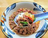 鳥ひき肉のあんかけニラ玉丼作り方7写真