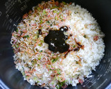 簡単！菜の花とちりめんの炊き込みご飯作り方1写真