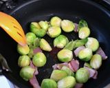 芽キャベツとベーコンのにんにく炒め作り方4写真