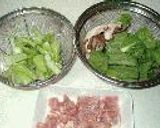 チンゲン菜と鶏肉の炒め煮作り方1写真