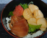 マグロとホタテとタラコの漬け丼作り方3写真