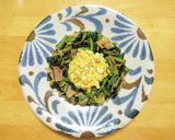 法蓮草にベーコンと卵のごはんですよ!炒め作り方4写真