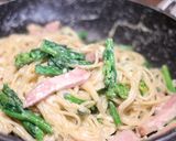 別茹で不要！菜花とベーコンのミルクパスタ作り方7写真