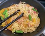 桃のスパゲッティ ごまだれ味作り方3写真