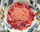 ビーツとベーコンのパスタ作り方5写真