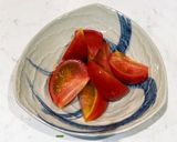 ちょいと一品★トマトのパクチー白だし作り方1写真