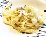 白菜と鮭のクリームパスタ作り方6写真
