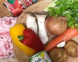 ひよこ豆と豚肉のトマト煮込み作り方1写真