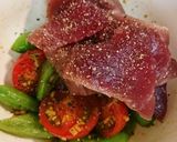 鰹とスナップえんどうトマトサラダ仕立て作り方5写真