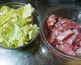 旬!春キャベツと鶏肉のペペロンチーノ炒め作り方1写真