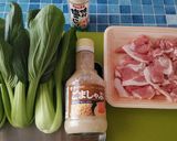 青梗菜と豚こま肉のごましゃぶだれ炒め作り方1写真