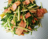 簡単に♪水菜とベーコンの炒めもの作り方4写真