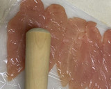 トースターで、ささみの梅しそロール焼き作り方1写真