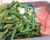 のらぼう菜とわけぎの和中華風パスタ作り方1写真