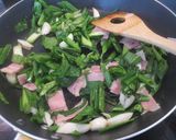 のらぼう菜とわけぎの和中華風パスタ作り方3写真