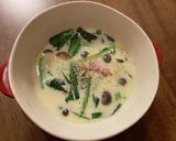 ベーコン、小松菜、しめじの豆乳パスタ作り方5写真