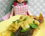 リカちゃん♡絹さやスクランブル添え鮭作り方25写真
