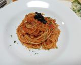 アンチョビトマトパスタ黒ニンニクのせ作り方8写真