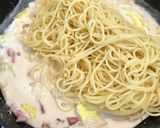 白菜と厚切りベーコンのクリームパスタ作り方5写真