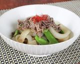 簡単煮物!新玉ねぎとさやえんどうのすき煮作り方5写真