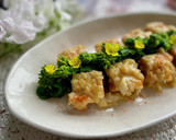 厚揚げと菜の花の新玉ねぎ味噌マヨ焼き作り方3写真