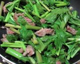 明日葉と牛肉のニンニク醤油炒め作り方5写真