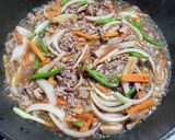 春雨と牛肉のチャプチェ風炒め丼作り方3写真