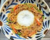 春雨と牛肉のチャプチェ風炒め丼作り方6写真