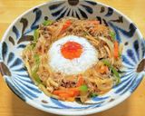 春雨と牛肉のチャプチェ風炒め丼作り方7写真