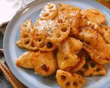 鶏むね肉とれんこんのバター醤油照り焼き作り方7写真