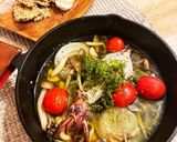 簡単キャンプ飯♪海苔とイカのアヒージョ作り方5写真