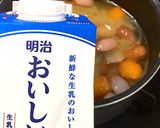 カレーみたいなウインナーポテトの味噌汁作り方22写真