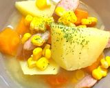 カレーみたいなウインナーポテトの味噌汁作り方28写真