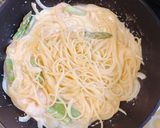 【簡単】エビとアスパラのクリームパスタ作り方6写真