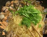 アサリと鮭、水菜の春パスタ作り方5写真