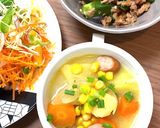カレーみたいなウインナーポテトの味噌汁作り方30写真
